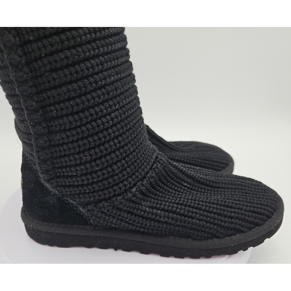 UGG Cardy #5819 Black Classic Tall Chunky Knit Sweater Slouchy Boots US/6 EU/37 - Picture 11 of 16